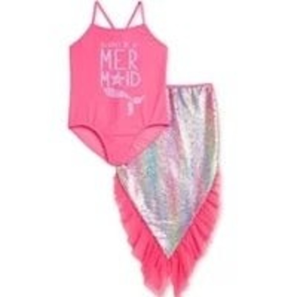 Girls size XXL(18) One-Piece Swimsuit & Mermaid Tail Cover-Up. (A21)